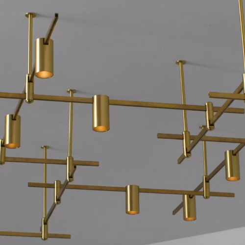 gold-colored pendant lights