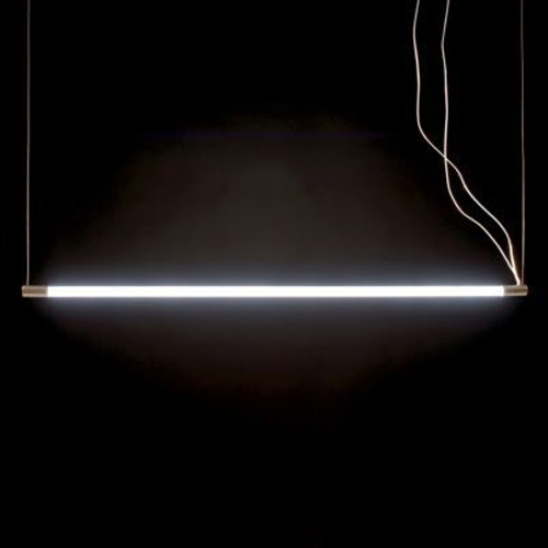 thin bright pendant light with cabling on either side