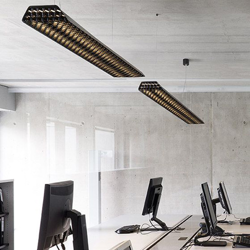 thick, solid louver-design pendant lights